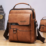 Men's Vintage Crossbody Shoulder Bag - Multiple Compartments - Brown