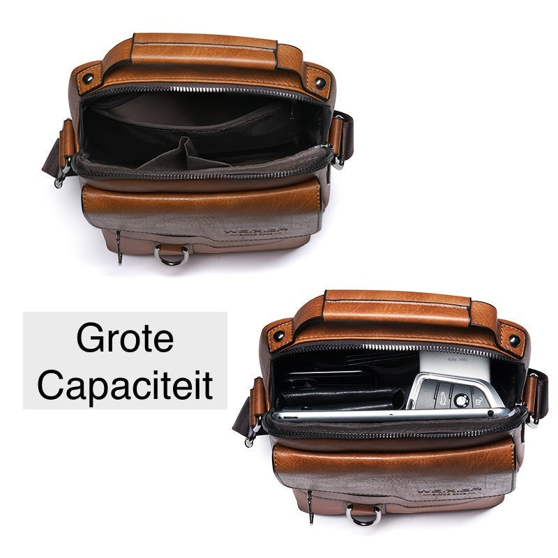 Men's Vintage Crossbody Shoulder Bag - Multiple Compartments