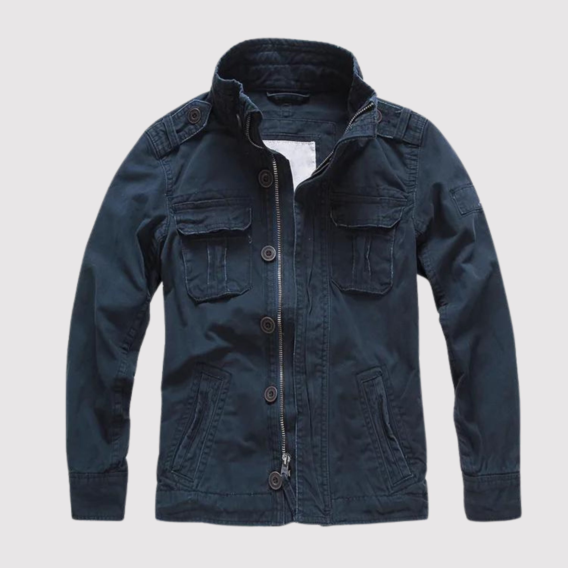 Men's Vintage Tactical Jacket - Classic Military Style - Blue