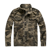 Men's Vintage Tactical Jacket - Classic Military Style - Brown