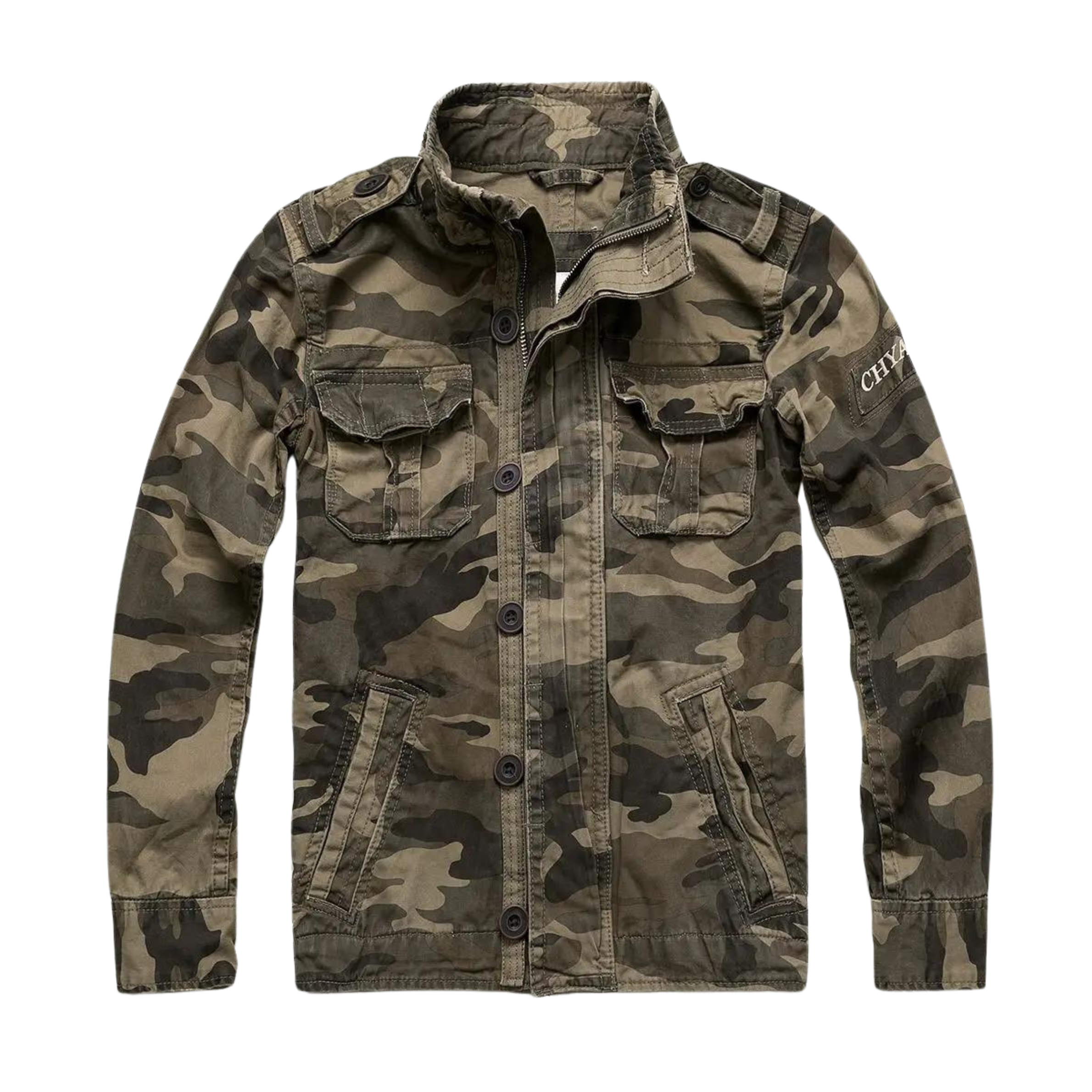 Men's Vintage Tactical Jacket - Classic Military Style - Brown