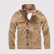 Men's Vintage Tactical Jacket - Classic Military Style - Khaki