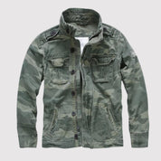 Men's Vintage Tactical Jacket - Classic Military Style - Olive Green