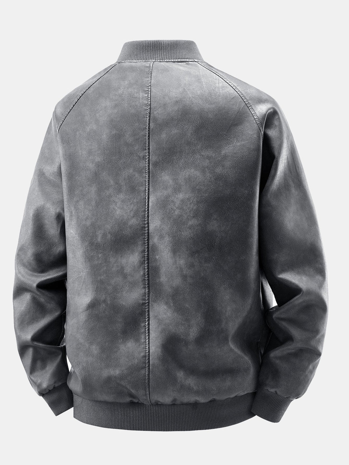 Men's Vintage Washed Faux Leather Bomber Jacket - Relaxed Fit