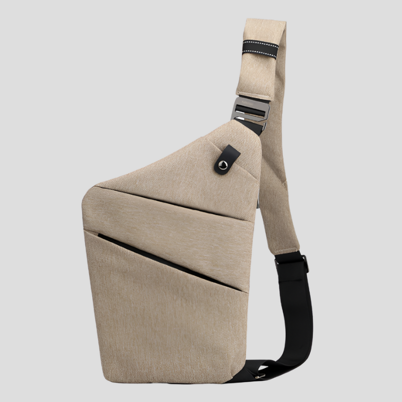 Men's Waterproof Chest Bag - Functional Shoulder Strap Design - Beige