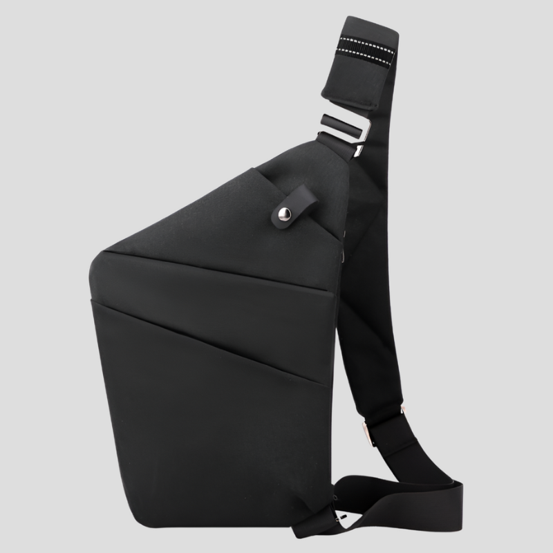 Men's Waterproof Chest Bag - Functional Shoulder Strap Design - Black