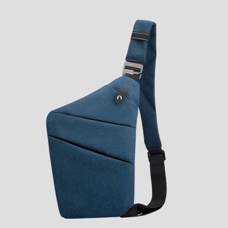 Men's Waterproof Chest Bag - Functional Shoulder Strap Design - Blue