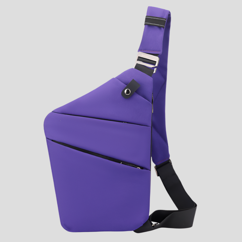 Men's Waterproof Chest Bag - Functional Shoulder Strap Design - Purple
