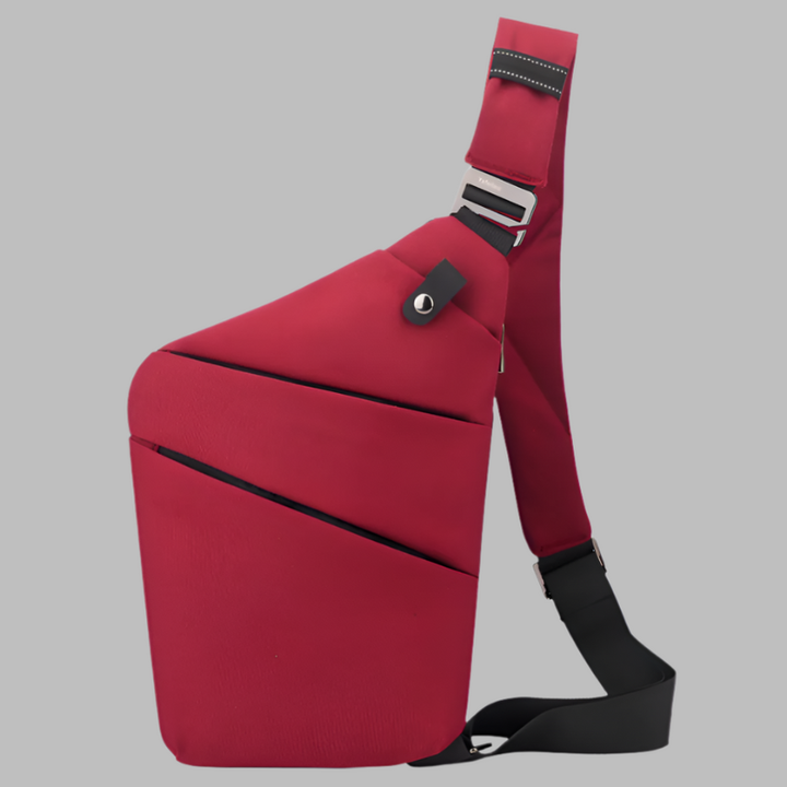 Men's Waterproof Chest Bag - Functional Shoulder Strap Design - Red