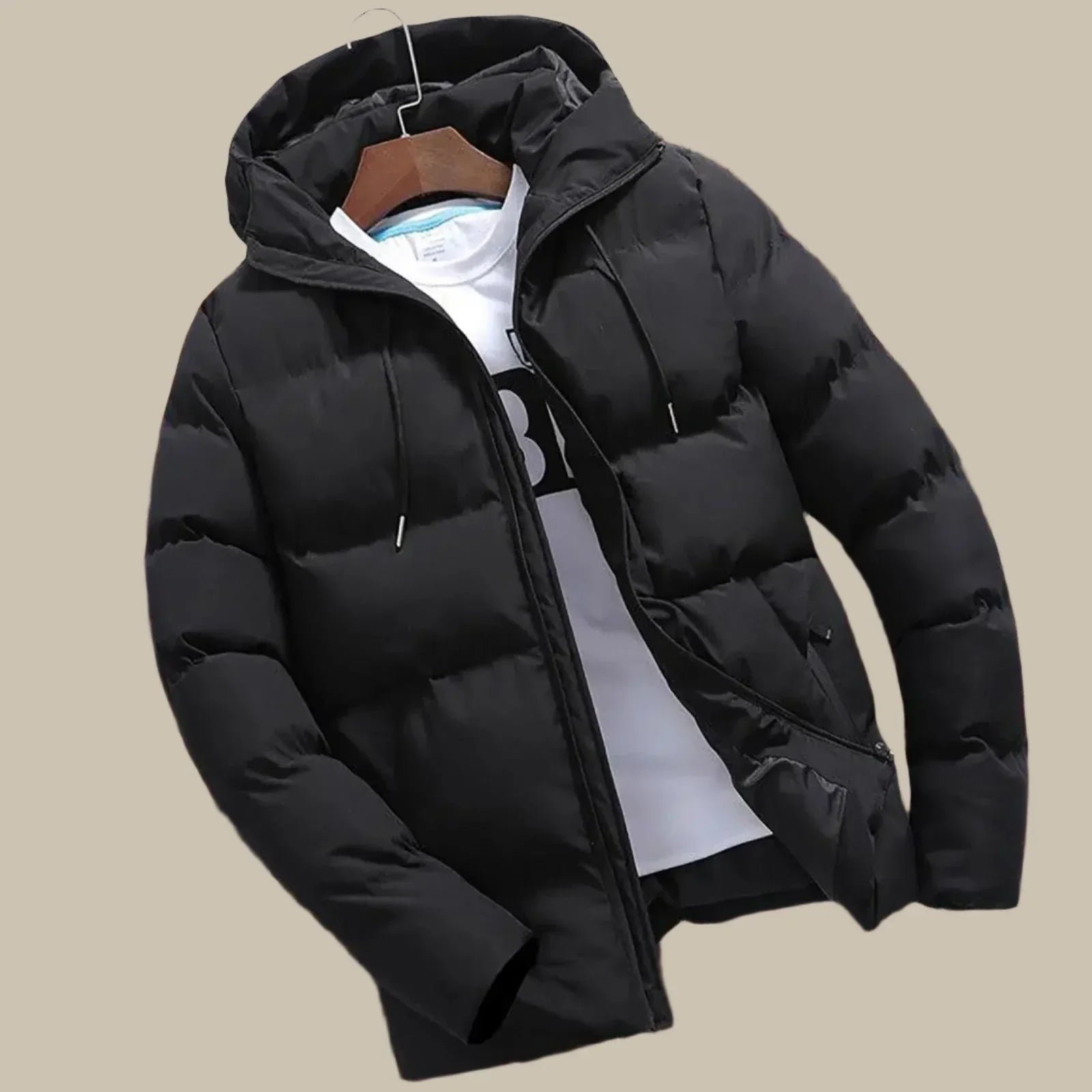 Men's Waterproof Puffer Parka - Insulated Winter Jacket - Black