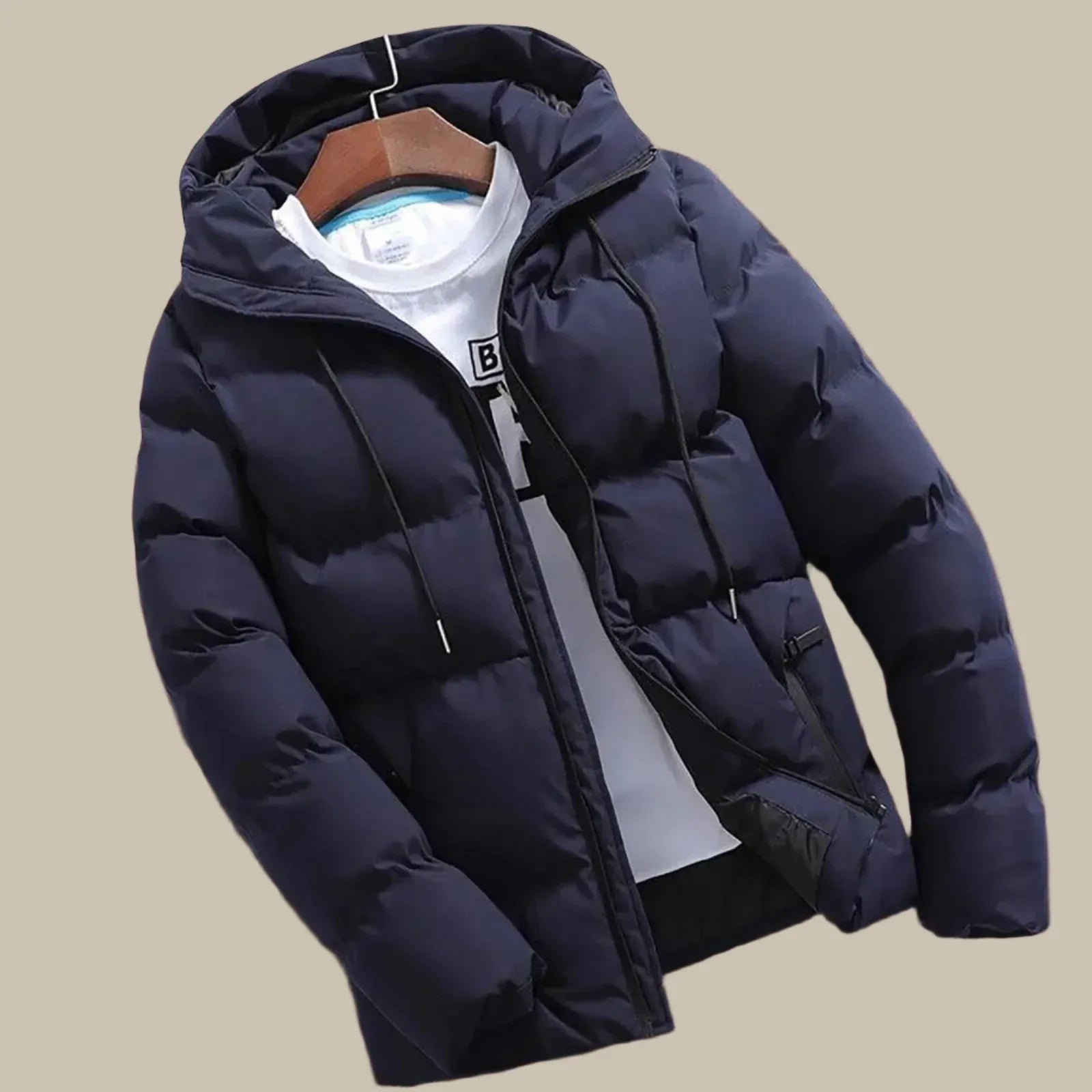 Men's Waterproof Puffer Parka - Insulated Winter Jacket - Blue