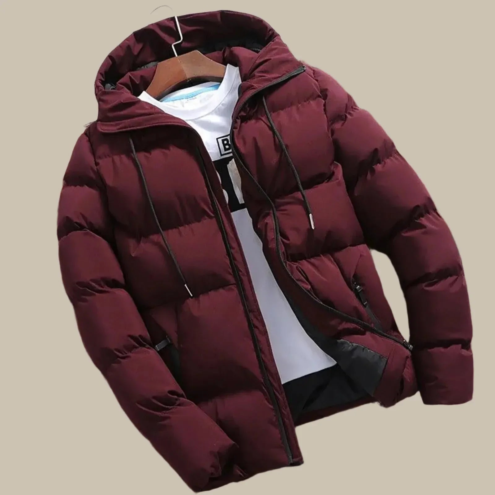 Men's Waterproof Puffer Parka - Insulated Winter Jacket - Red