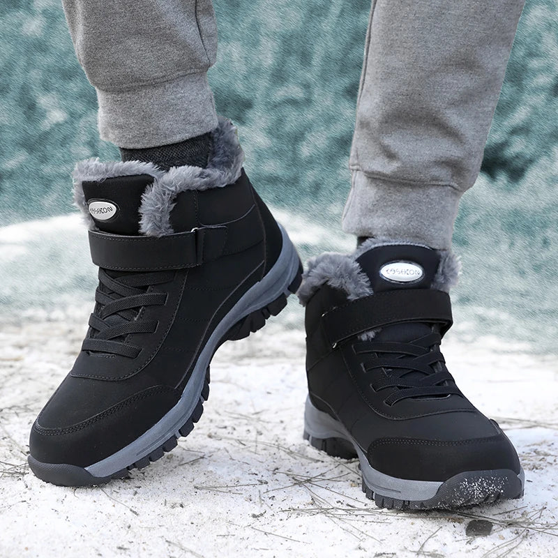 Men's Waterproof Winter Boots - Slip-Resistant & Insulated - Black