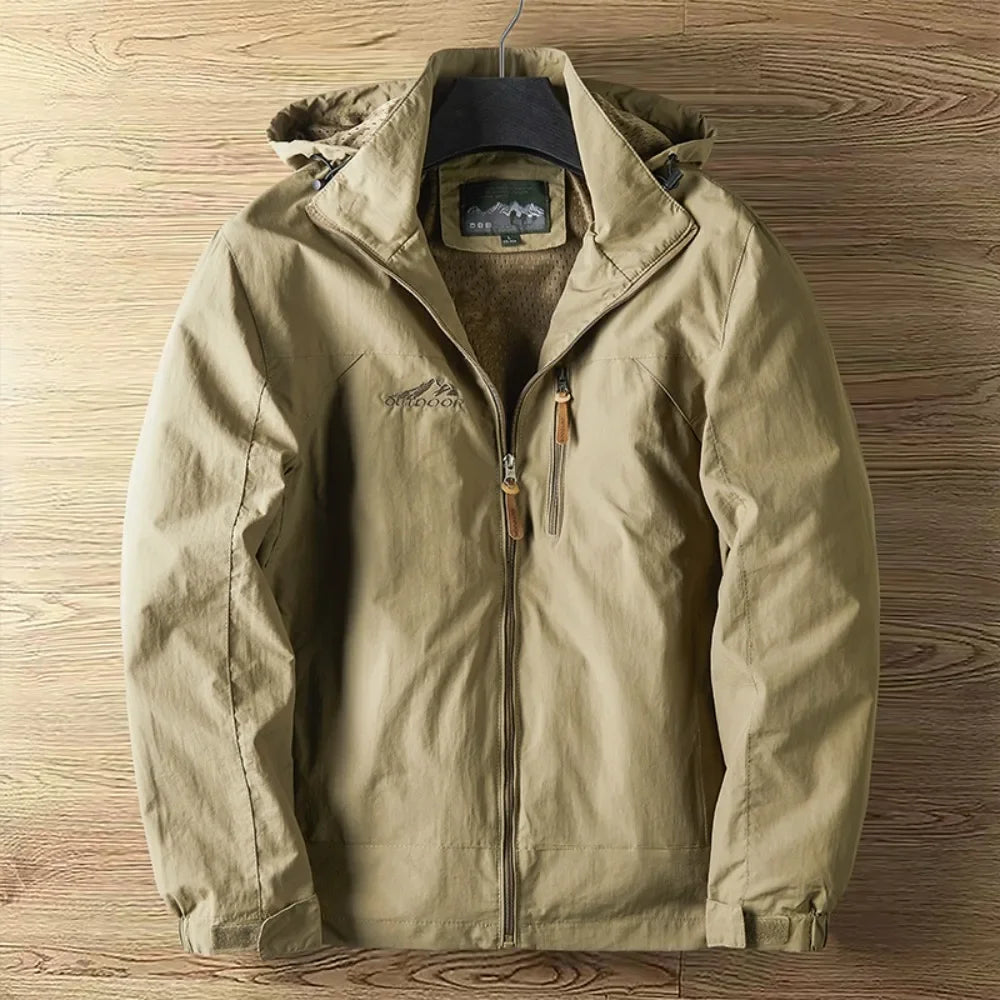 Men's Waterproof Winter Jacket - Outdoor Ski Coat - Khaki