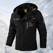 Men's Waterproof Winter Jacket - Windproof Functional Design - Black