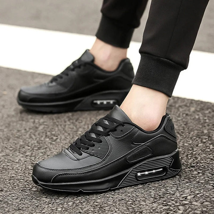 Men's White Walking Sneakers - Breathable & Slip-Resistant - Black 2