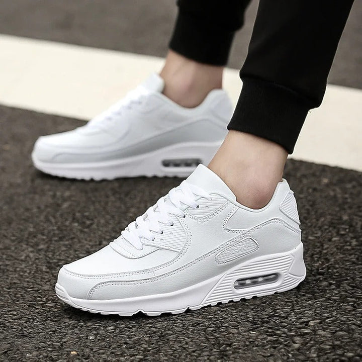 Men's White Walking Sneakers - Breathable & Slip-Resistant - White
