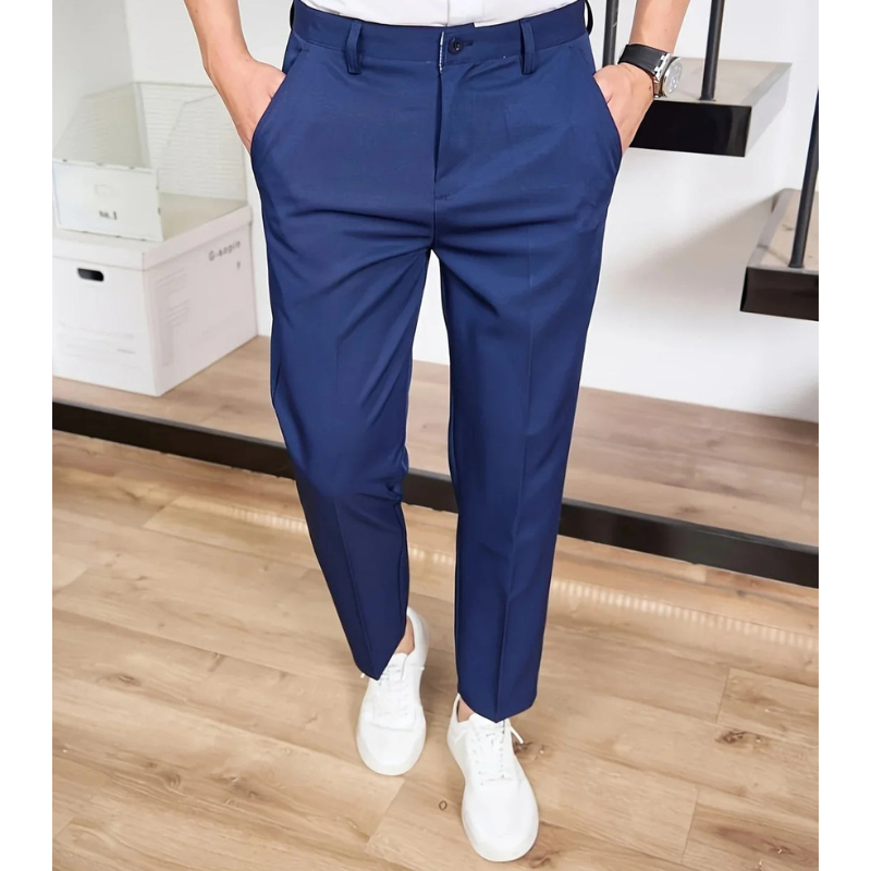 Men's Wide-Leg Trousers – Business Casual Fit - Blue