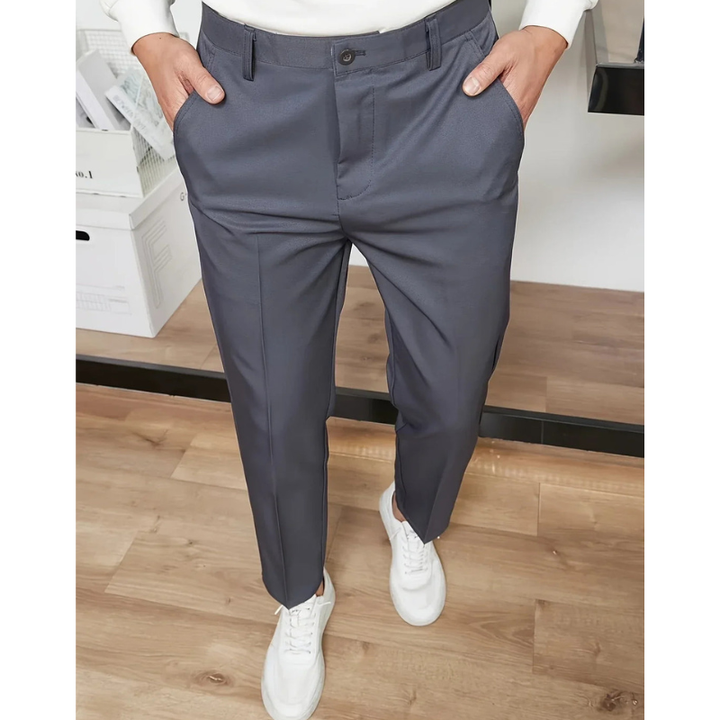 Men's Wide-Leg Trousers – Business Casual Fit - Grey