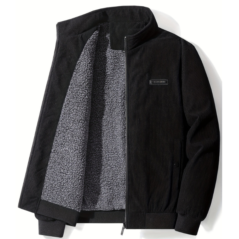 Men's Winter Coat with Stand Collar - Warm & Stylish - Black