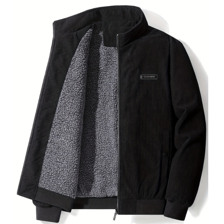 Men's Winter Coat with Stand Collar - Warm & Stylish - Black