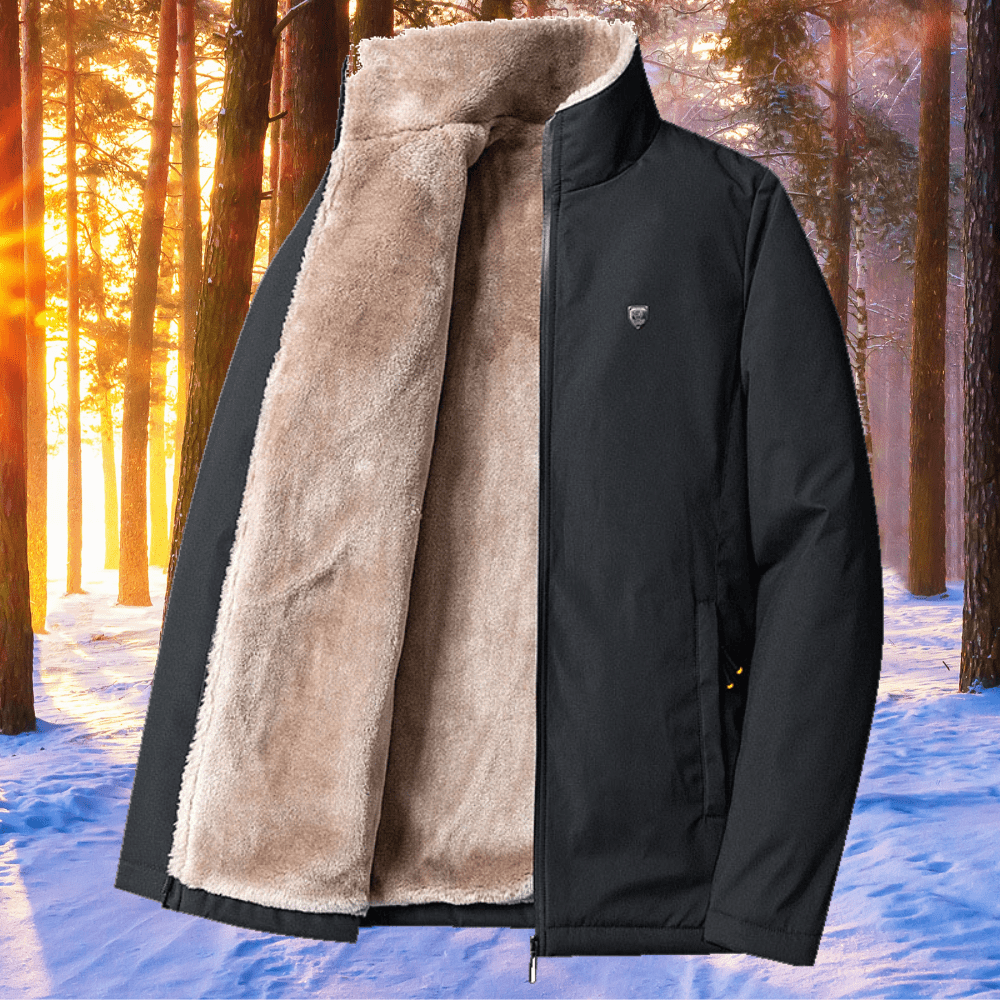 Men's Winter Jacket Warm Lined Timeless Design - Black