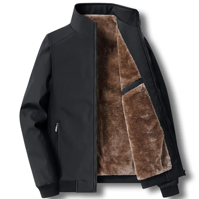 Men's Winter Jacket - Warm Quilted Parka - Black