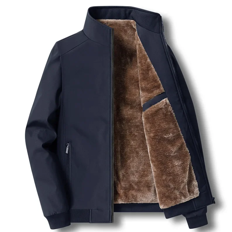 Men's Winter Jacket - Warm Quilted Parka - Blue