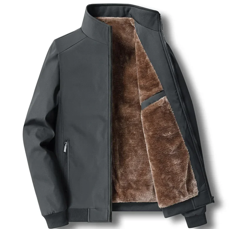 Men's Winter Jacket - Warm Quilted Parka - Grey
