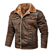 Men's Winter Jacket with Faux Fur Collar - Khaki - Brown