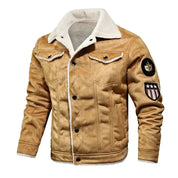 Men's Winter Jacket with Faux Fur Collar - Khaki - Khaki