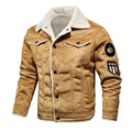 Men's Winter Jacket with Faux Fur Collar - Khaki