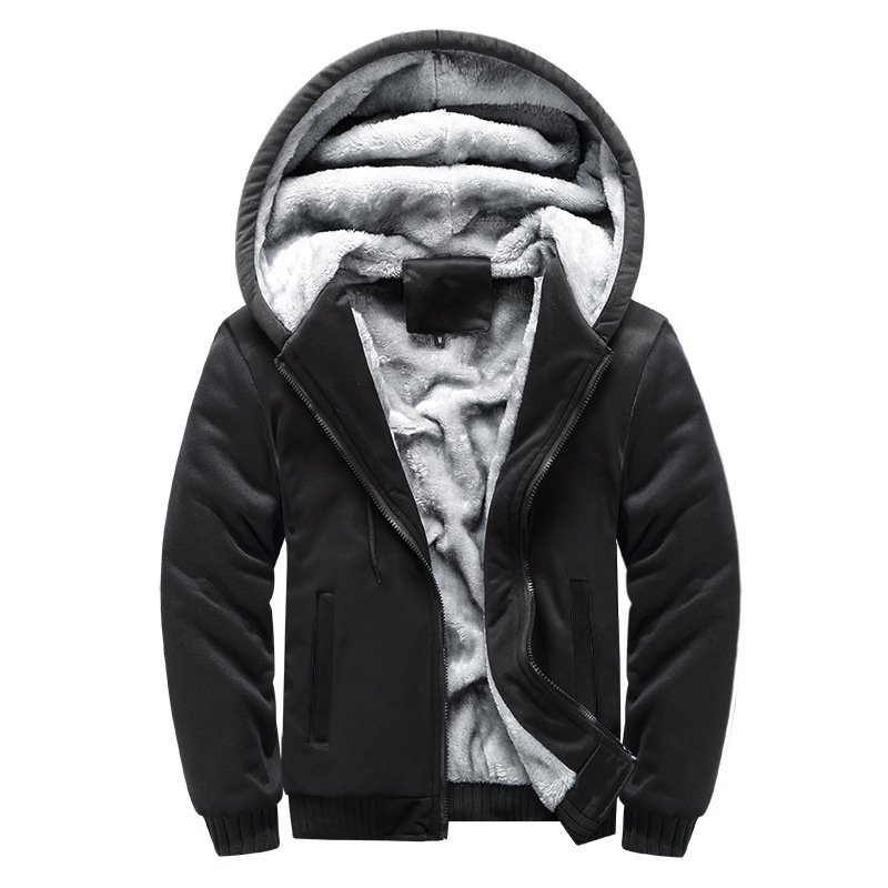 Men's Winter Jacket with Hood - Warm & Stylish - Black