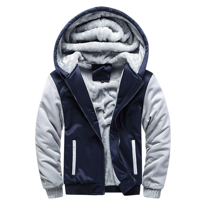 Men's Winter Jacket with Hood - Warm & Stylish - Blue
