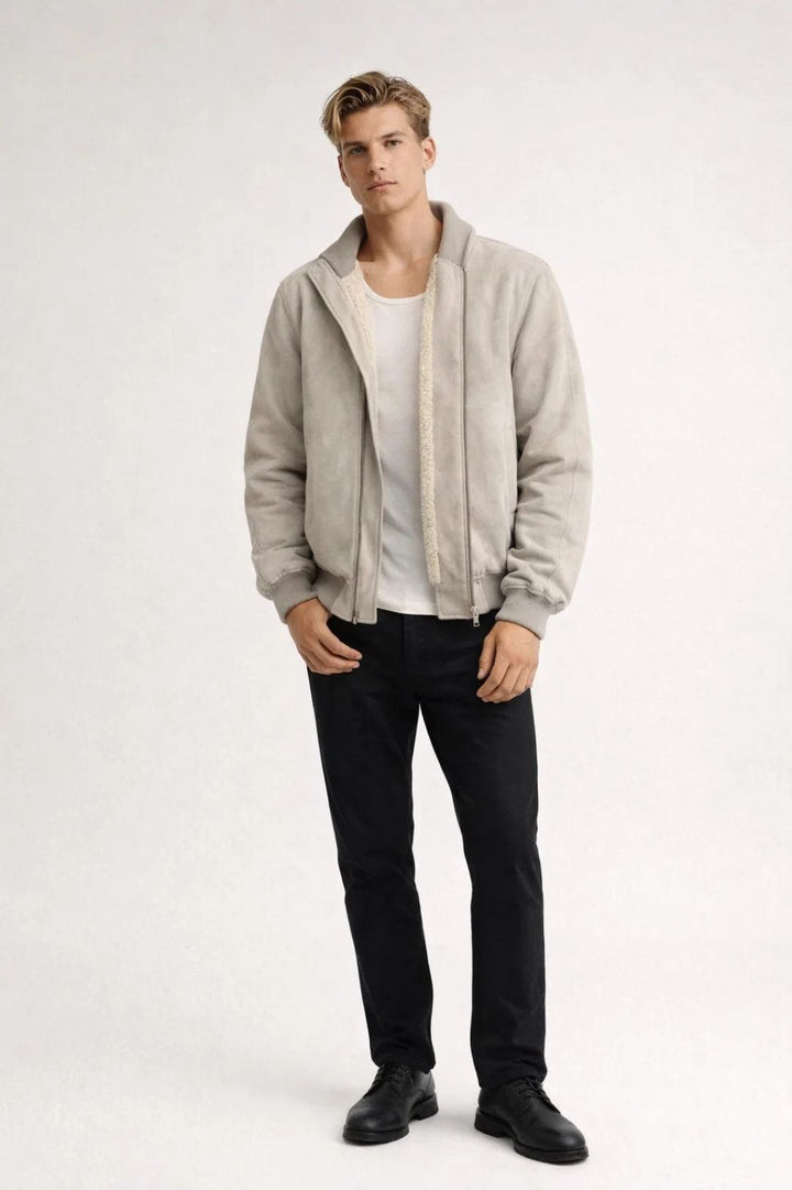 Men's Winter Jacket with Zip - Structured Short Cut