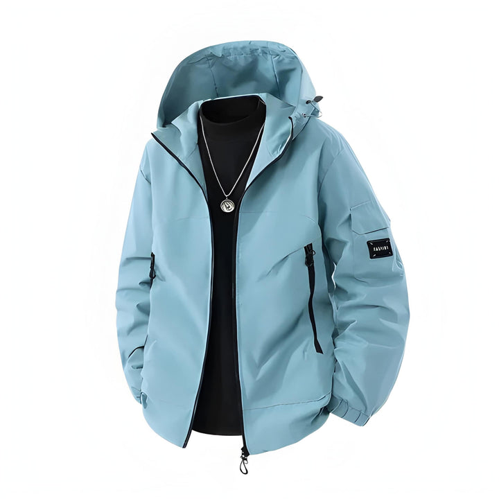 Men's Winter Ski Jacket with Hood - Windproof & Insulated - Blue