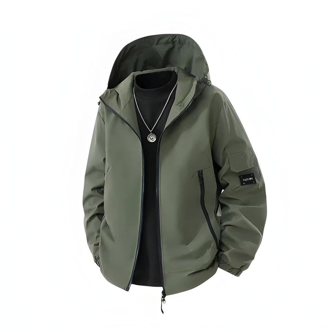 Men's Winter Ski Jacket with Hood - Windproof & Insulated - Green