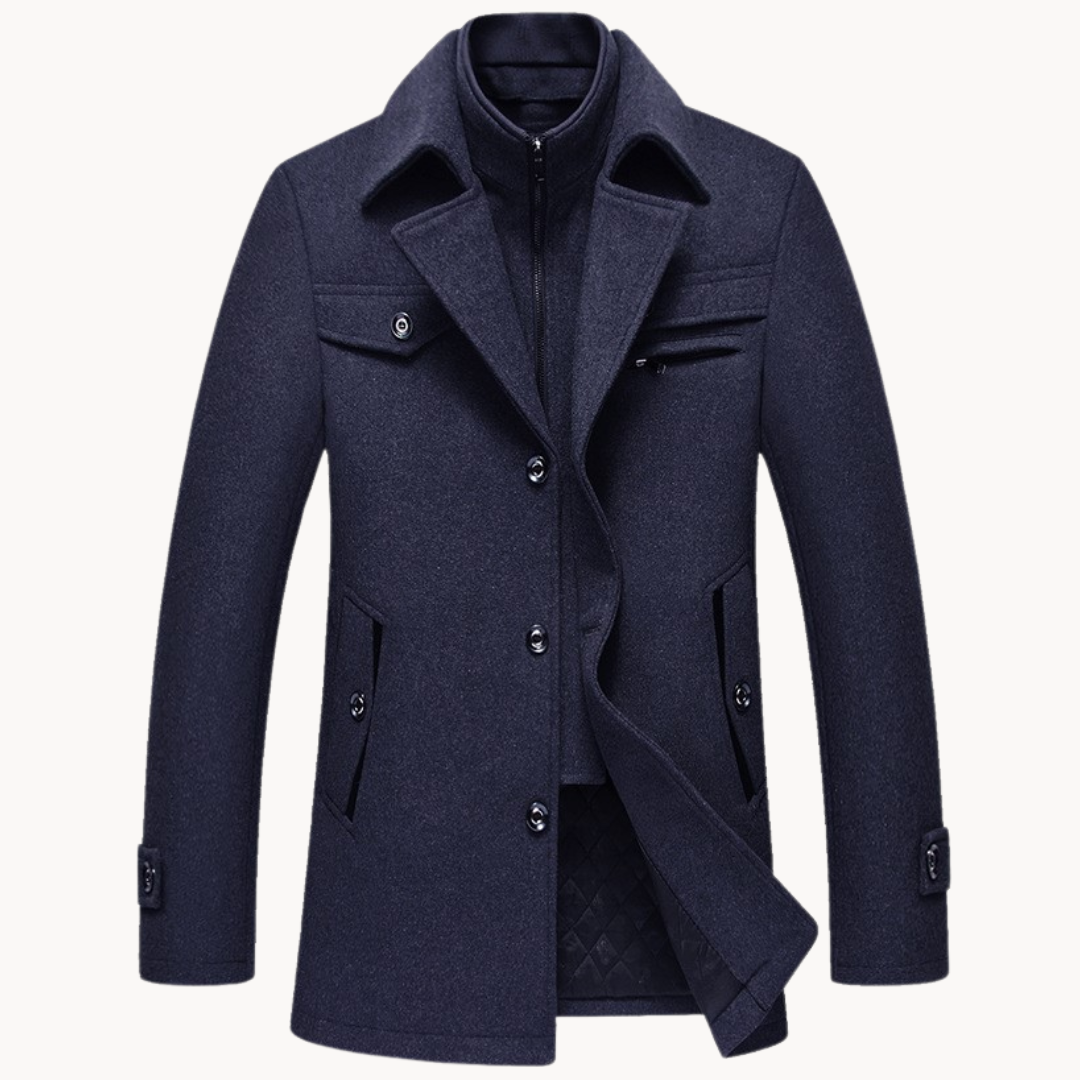 Men's Wool Blazer Jacket - Classic Tailored Fit - Blue