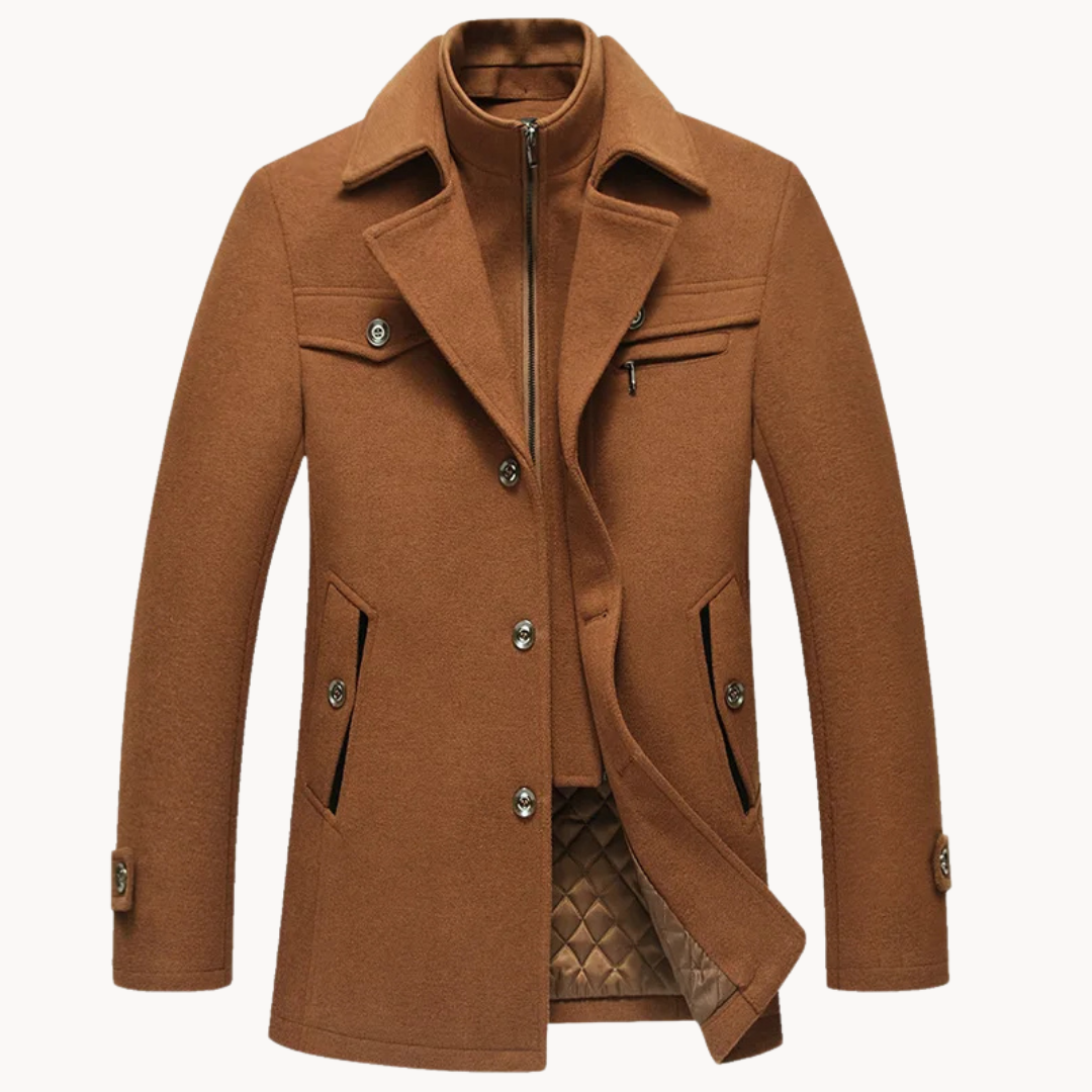 Men's Wool Blazer Jacket - Classic Tailored Fit - Camel