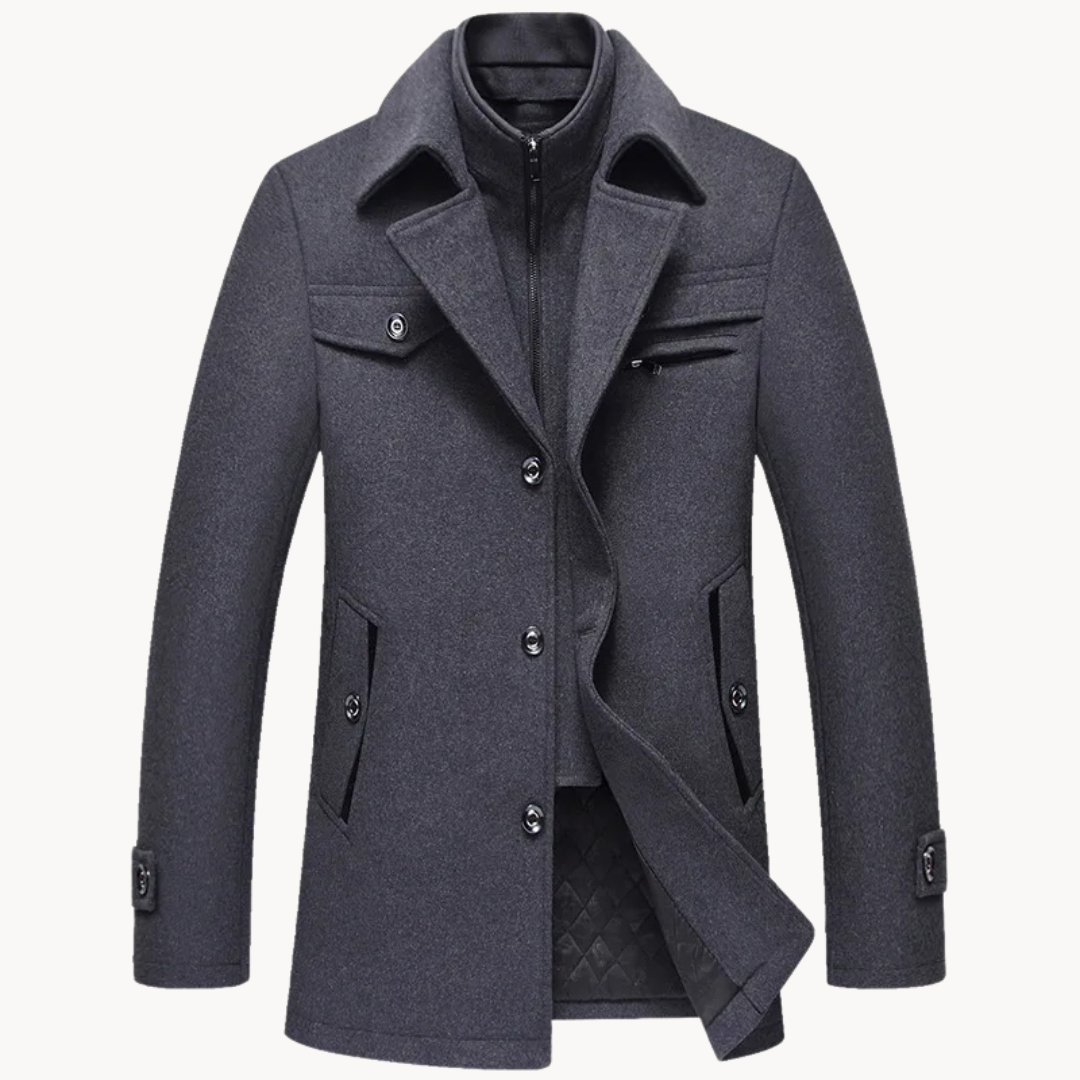 Men's Wool Blazer Jacket - Classic Tailored Fit - Grey