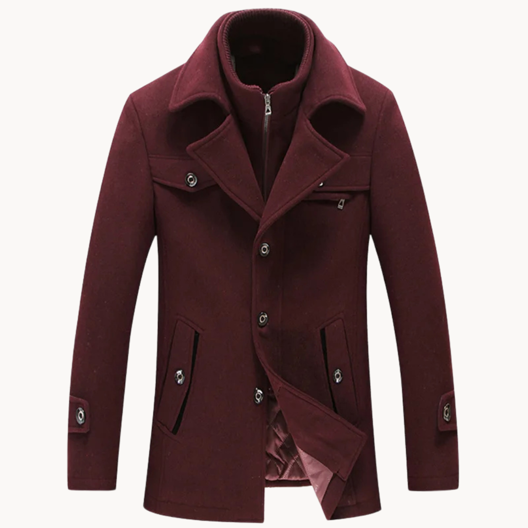 Men's Wool Blazer Jacket - Classic Tailored Fit - Red