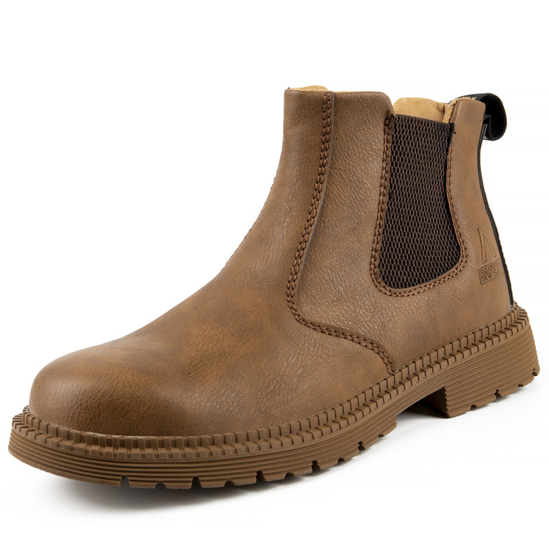 Men's Work Boots - Durable Safety Shoes with Anti-Perforation - Khaki