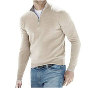 Men's Zip Sweater - Timeless Everyday Comfort - Beige