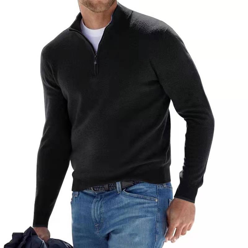 Men's Zip Sweater - Timeless Everyday Comfort - Black