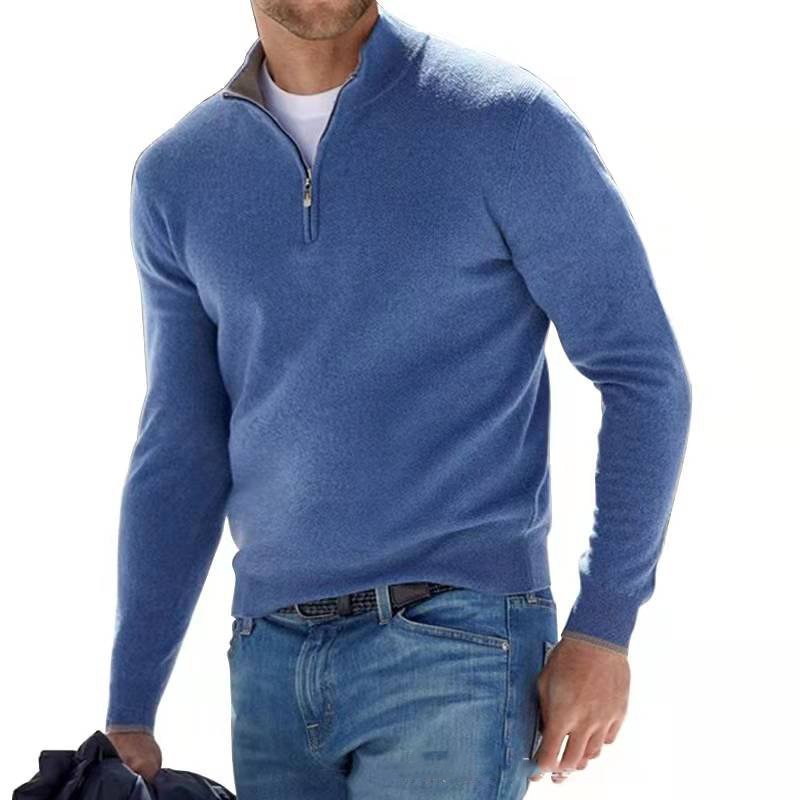 Men's Zip Sweater - Timeless Everyday Comfort - Blue