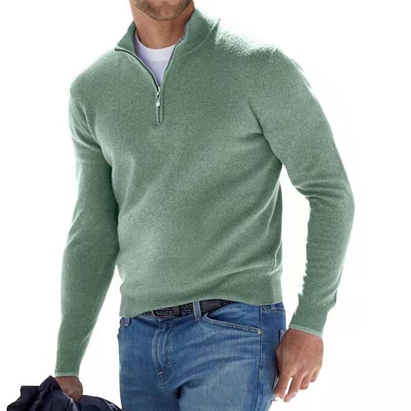Men's Zip Sweater - Timeless Everyday Comfort - Green
