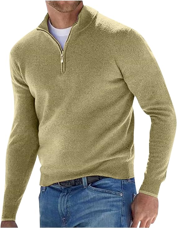 Men's Zip Sweater - Timeless Everyday Comfort - Light Green