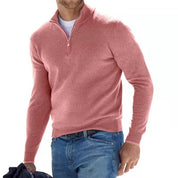 Men's Zip Sweater - Timeless Everyday Comfort - Pink