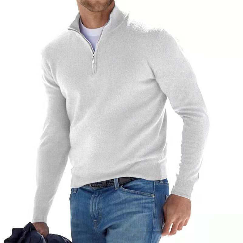 Men's Zip Sweater - Timeless Everyday Comfort - White