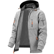 Men's Zip-Up Hoodie Winter Jacket - Casual Comfort - Light Grey